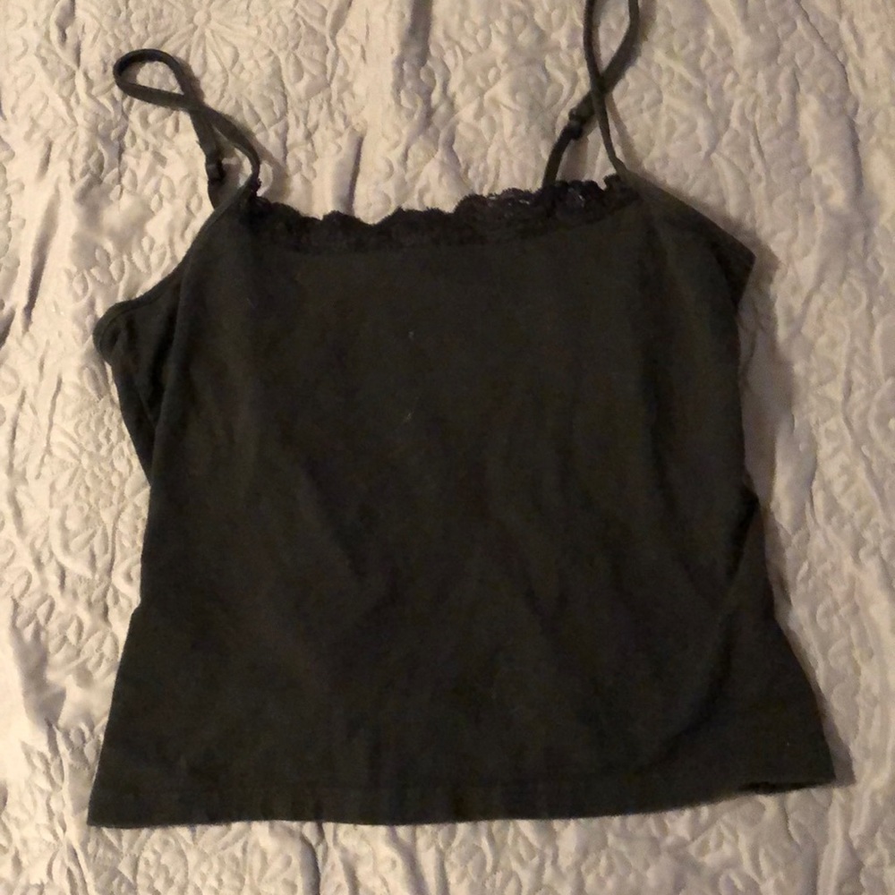 Black tank top with lace detail